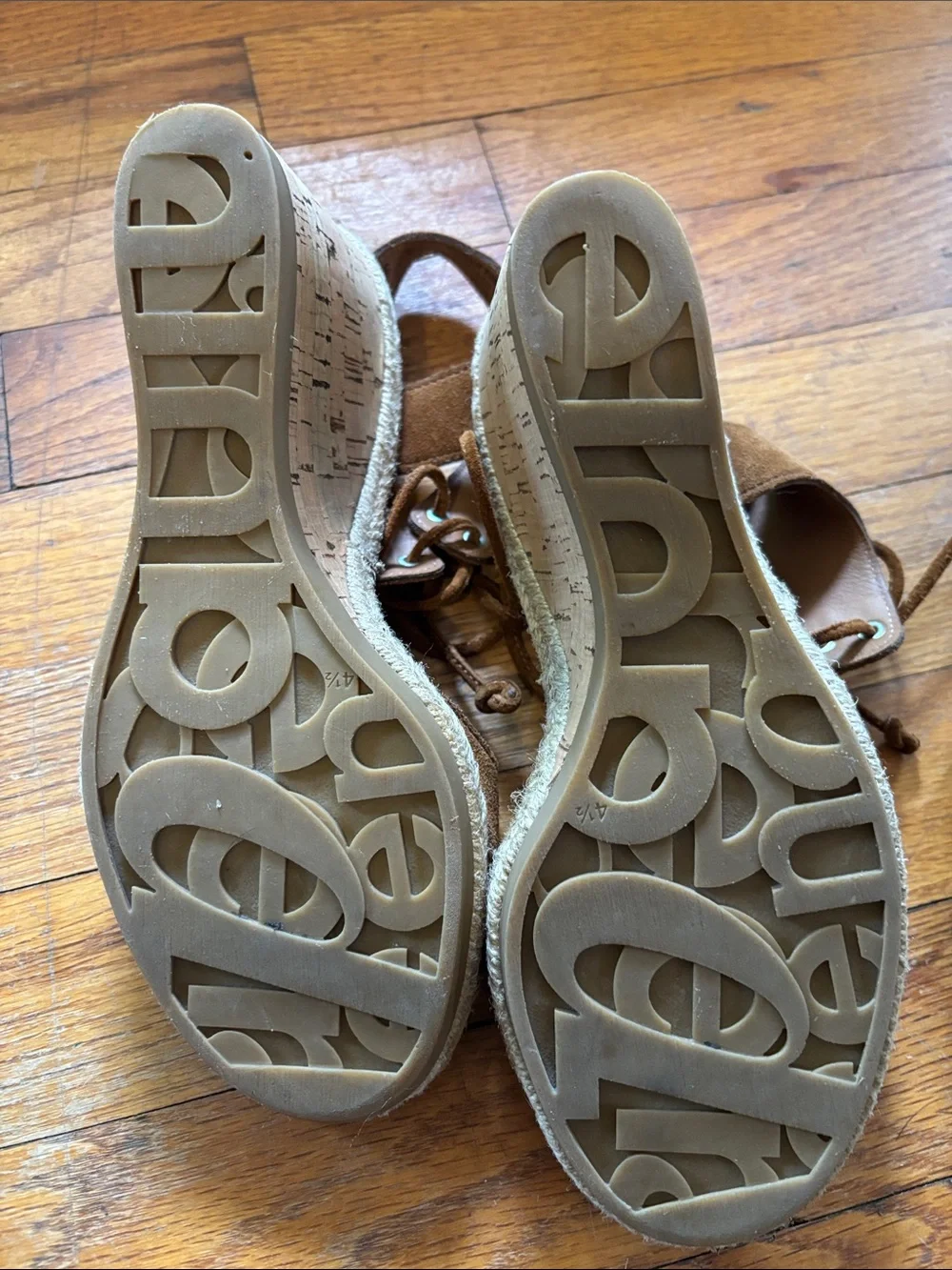 Paul Green Suede Lace-Up Wedge Sandals - Brown